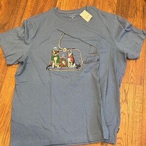 J. Crew Blue Graphic ski dogs Short Sleeve Tee size large L